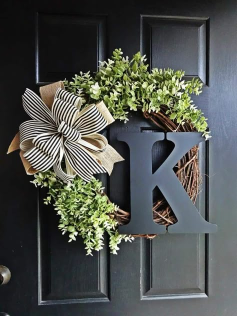 summer wreath, summer wreath ideas, summer wreath DIY, summer wreaths for front door, floral wreath, wreaths for front door, wreath ideas, monogrammed wreath Wreath Ring, Ring Wreath, Door Farmhouse, Summer Deco, Front Porch Christmas Decor Ideas, Door Wreaths Diy, Porch Christmas Decor Ideas, Porch Christmas Decor, Front Porch Christmas