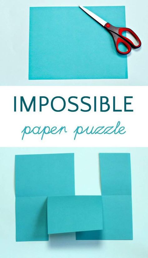 The Impossible paper puzzle is such a cool paper trick that kids can do. A topology activity that's fun for math learning Paper Puzzle, Brain Teasers For Kids, Creative Math, Math Puzzles, Math Learning, Paper Games, Math Methods, Maths Puzzles, Logic Puzzles