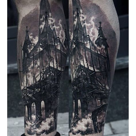 Burning church building fire tattoo Burning Building Tattoo, Burning Castle Tattoo, Church On Fire Tattoo, House On Fire Tattoo, Burning Church Tattoo Design, Building Tattoo, Church Tattoo, Temple Tattoo, Castle Tattoo