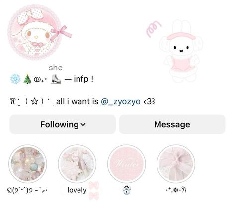 click (visit) to get bio and highlight fonts ! also if you want pfp and highlight pics they're all in my 'insta inspo' board > < ! also if u guys wanna request me something u can leave me a comment ^^ ! #instagram #igbio #inspo #aesthetic #mymelody #sanrio #christmas Kawaii Instagram Bio, Cute Instagram Icons Highlights, My Melody Layout, Pink Instagram Profile, Highlights Ig Ideas, Hight Light Instagram, Account Ideas Instagram, Cute Instagram Profile, Instagram Ideas Profile