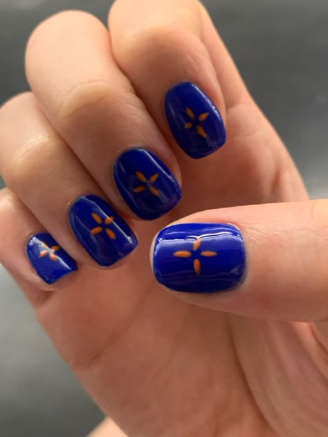 #nailart #manicure #santorinibleu #bleu #orange #summervibes #fun Dark Blue And Orange Nails, Orange Nail Art, Navy Nails, Simple Nail Art, Manicure Nail Art, Blue Nail Designs, Simple Nail, Orange Nails, Funky Nails