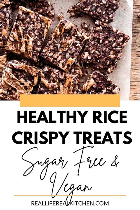 Sugar Free Rice Crispy Treats, Healthy Rice Crispy Treats, Rice Crispy Treats Healthy, Vegan Rice Crispy Treats, Rice Crispies Recipe, Gluten Free Granola Recipe, Chocolate Rice Crispy Treats, Gluten Free Brownies Recipe, Rice Cereal Treats