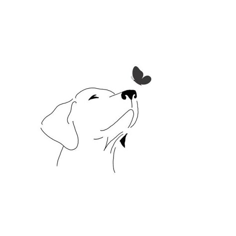 Dog And Butterfly Drawing, Dog With Butterfly On Nose Tattoo, Minimal Tattoo Designs, Minimal Tattoo Ideas, Animal Tattoo Ideas, Dog Line Art, Paw Tattoo, Trash Polka Tattoo, Nose Drawing