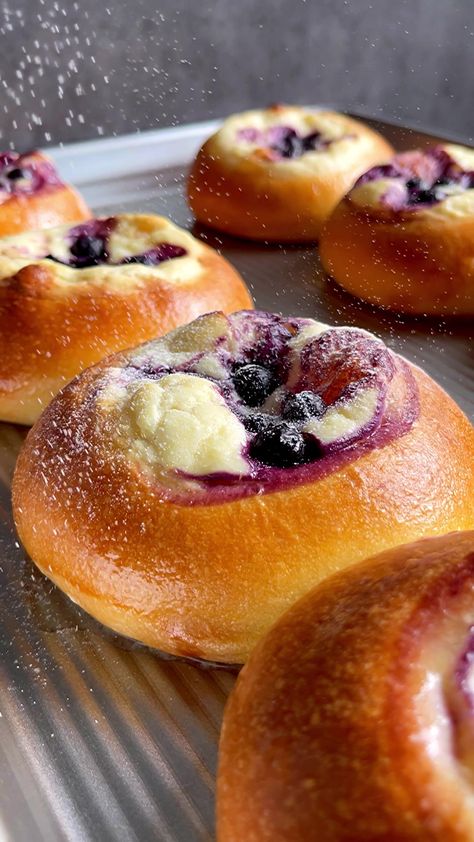 Cheesecake Brioche Buns, Stuffed Brioche Buns, Blueberry Cheesecake Brioche Buns, Sourdough Blueberry Brioche Tarts, Filled Brioche Buns, Cheesecake Buns, Blueberry Brioche, Fluffy Bun, Custard Buns