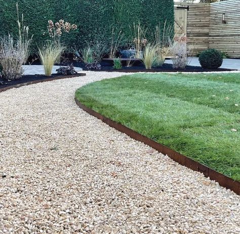 Driveways Landscaping, Landscaping Edging, Steel Edging, Driveway Landscaping, Weathering Steel, Landscape Edging, Lawn Edging, Backyard Garden Design, Garden Edging