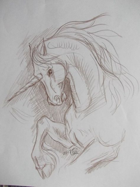 The Last Unicorn Drawing, Unicorn Drawing Aesthetic, Unicorn Realistic Drawing, Drawing Fantasy Art Sketches Easy, Unicorn Pencil Drawing, Drawing Ideas Unicorn, Mythical Creatures Sketches, Unicorn Sketch Pencil, Fantasy Animals Drawing