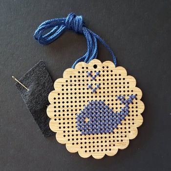 Whale Cross Stitch, Cross Stitch Pendant, Printing Company Logo, Wood Whale, Wooden Whale, Stitch Jewelry, Cross Stitch Cross, Diy Embroidery Designs, Wood Cross