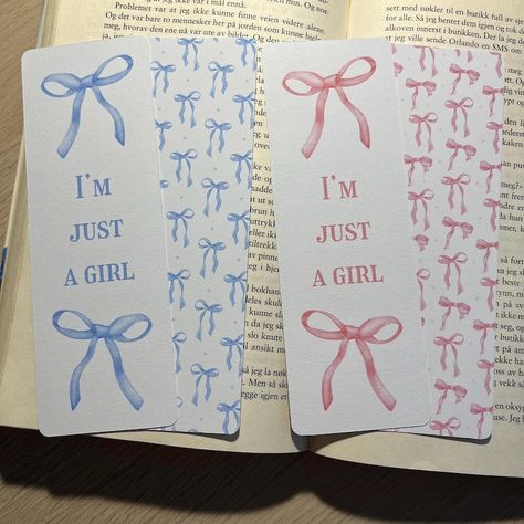 Coquette I'm Just a Girl Paper Bookmark Blue and Pink Bow Watercolor Illustrations Double Sided - Etsy Norway Coquette Bookmark, Blue Bookmark, Make Bookmarks, Bow Watercolor, Watercolor Bow, Shopping For Christmas, I'm Just A Girl, Paper Bookmarks, Cute Watercolor