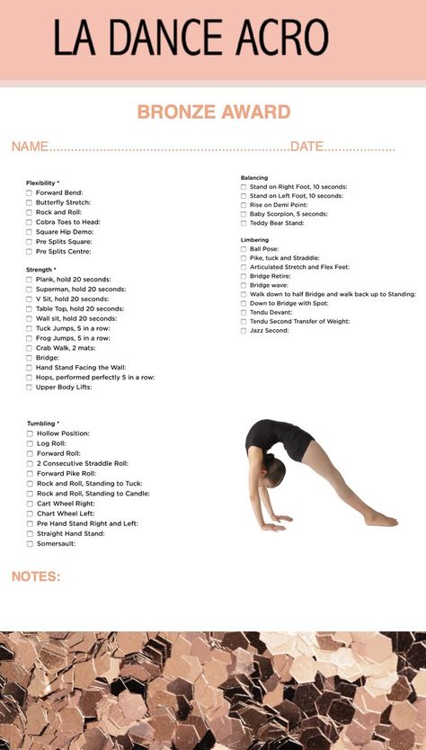 LA Dance Acro Bronze — ANGELA ROUTLEDGE PILATES Beginner Acro Dance, Acro Class Ideas, Dance Goals Chart, Dance Types, Acro Skills, Types Of Dance, Dance Skills, Acro Dance Tricks, Acro Tricks