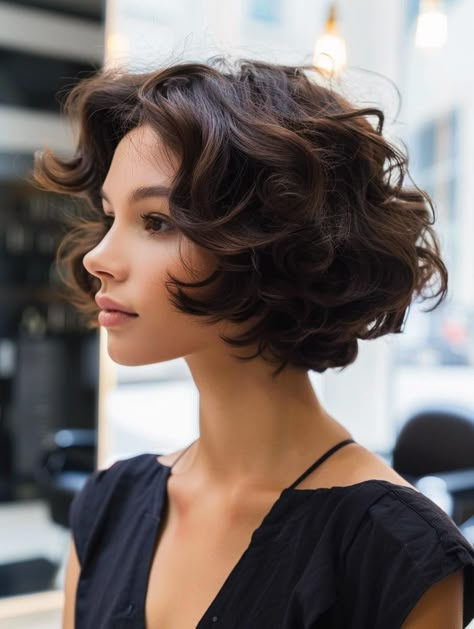 Layered Bob Hairstyles For Wavy Hair, Pixie Curly Haircuts, Short Dark Curly Hair, Naturally Wavy Bob, Curly Bob Haircuts, Curly Bobs, Bob Hair Style, Bob Haircut Curly, French Bob