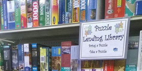 Puzzled? Create a Puzzle Library! Puzzle Library, Create A Puzzle, House Neighborhood, Lending Library, Free Puzzles, Reading Adventure, Free Library, School Library, Summer Reading