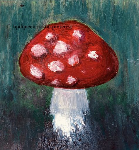 Oil Pastel Mushroom Drawing, Mushroom Oil Pastels, Cute Easy Paintings, Mushroom Paint, Acrylic Painting Inspiration, Oil Pastel Paintings, Oil Pastel Drawings, Oil Pastel Art, Cute Paintings