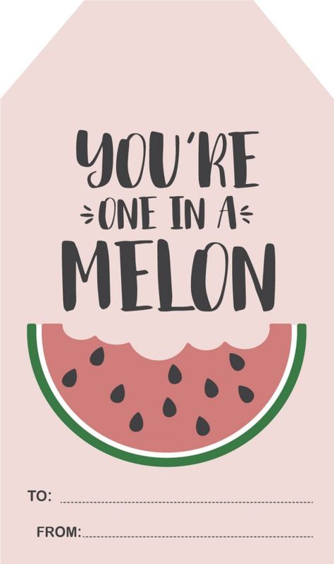 You're One in a Melon! Free Printable from Just Posted. You’re One In A Melon, Your One In A Melon, Thanks A Melon Free Printable Tag, You Are One In A Melon, Thanks A Melon, Classroom Windows, Coworker Appreciation, Watermelon Gift, Teacher Appreciation Printables