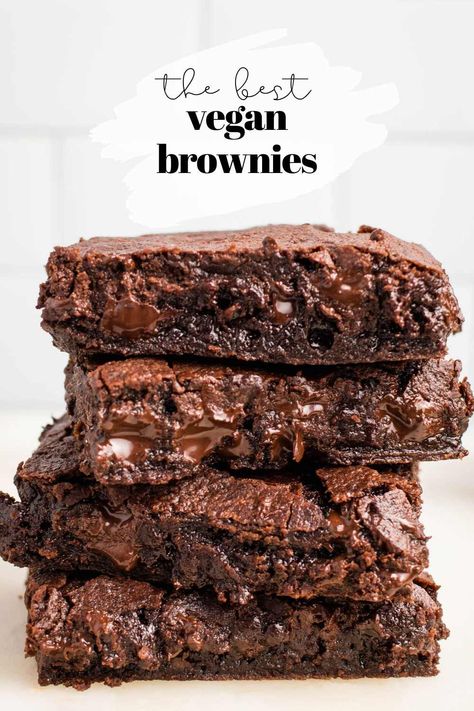 Fudgy Vegan Brownies, King Arthur Flour Recipes, Vegan Baking Recipes, Protein Brownies, Vegetarian Desserts, King King, Vegan Brownie, Desserts Vegan, Fudge Brownies