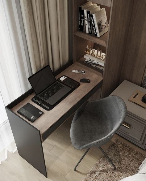 2 Study Table Ideas, Study Table Ideas Bedroom, Modern Classic Office, Office Desk Design, Study Table Design, Home Office Furniture Design, Black Bedroom Design, Modern Home Offices, Productive Work