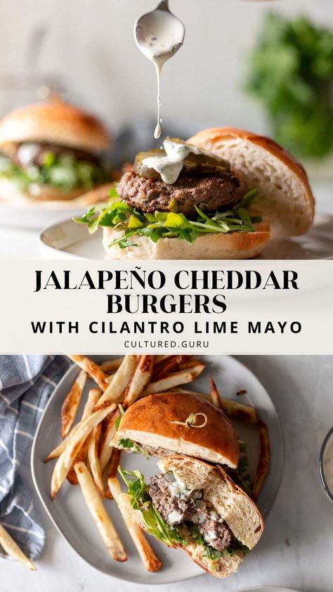 If you like cheddar cheese, fermented peppers, or jalapeno poppers, then you are going to love these jalapeño cheddar burgers! These homemade Jalapeno Cheddar Burgers are made with grass-fed lean ground beef, sharp cheddar cheese, fermented jalapenos, and my special seasoning blend. The cheddar and fermented jalapenos are added into the grass-fed beef burger patties, for a flavorful, juicy, slightly spicy burger you'll want to make for every summer barbecue. Fermented Jalapenos, Jalepeno Burgers, Jalapeno Burger Recipe, Cheddar Burgers Recipe, Fermented Peppers, Handheld Recipes, Beef Burger Patties, Burger Patty Recipe, Beef Burgers Patties