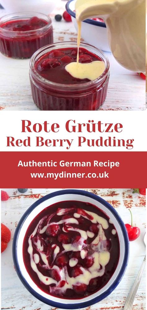 Frozen Berry Dessert, Easy Berry Dessert, German Dessert Recipes, Frozen Berry Recipes, Mixed Berry Dessert, Traditional German Desserts, Berry Pudding, Homemade Vanilla Pudding, German Food Authentic