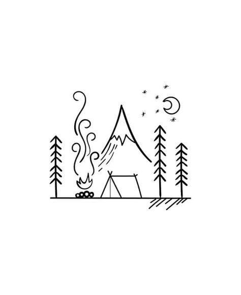 Simple Camp Fire Tattoo, Campfire Tattoo, Easy Patterns To Draw, Canada Tattoo, Napkin Art, Inktober 2024, Cute Easy Doodles, Fire Tattoo, Easy Doodles