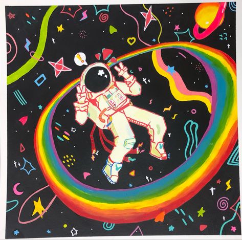 Space Posca Art, Posca Pens Graffiti, Astronaut Oc Art, Aesthetic Space Drawings, Space Galaxy Art, Space Pop Art, Space Graffiti, Posca Pen Art, Posca Painting