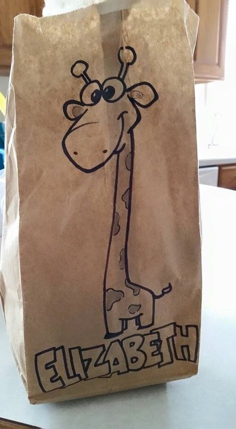 Sack Lunch Drawings, Lunch Bag Drawings Brown Paper, Paper Bag Drawing Ideas, Lunch Bag Drawings, Field Trip Lunch, Creating Happiness, Brown Bag Lunch, Bag Drawing, Paper Lunch Bags