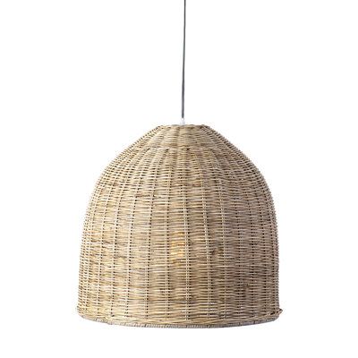 This handwoven rattan pendant allows the perfect amount of light to escape casting a beautiful shadow while perfectly illuminating the table or counter that it hangs above. | Birch Lane™ Harshman 1 - Light Unique/Statement Dome Pendant in Brown/Gray, Size 20.0 H x 20.0 W x 20.0 D in | Wayfair Coastal Modern Kitchen Pendant Lights, Modern Kitchen Pendants, Coastal Pendant, Woven Pendant Light, Modern Kitchen Pendant Lights, Lakehouse Kitchen, Classic Pendant Lighting, Rope Chandelier, Traditional Pendant Lighting