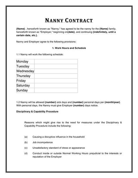 Part Time Nanny Contract Template Contract Template Free Printable, Nanny Contract Template, Nanny Contract, Employment Form, Live In Nanny, Template Free Printable, Free Printable Quotes, Photography Contract, Blank Templates