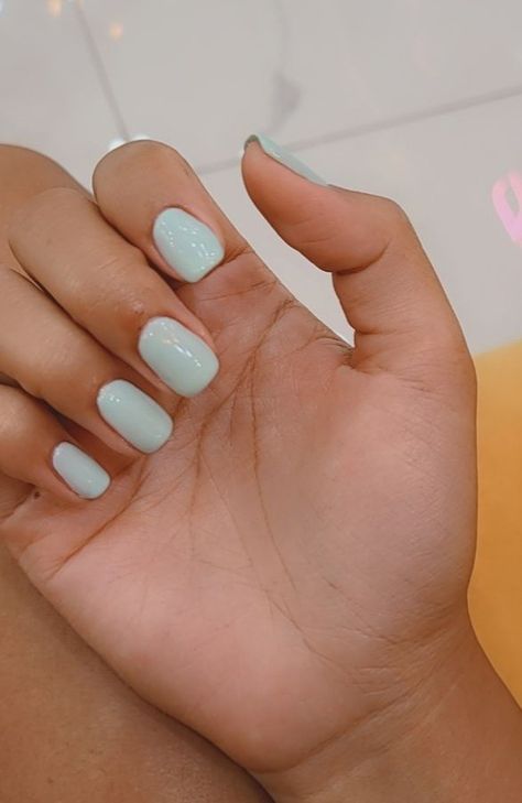 Simple summer nails Light Mint Blue Nails, Summer Travel Nails, Light Blue Green Nails, Pastel Turquoise Nails, Light Mint Nails, Light Pastel Nails, Light Aqua Nails, Light Mint Green Nails, Light Green Nails Short