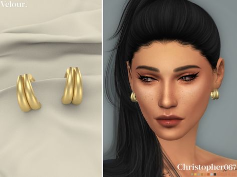 Ts4 Earrings, Hamptons Vibe, Sims Collection, Ts4 Accessories, 4 Piercings, Preppy Earrings, Sims Accessories, Cc Accessories, Ts4 Clothes