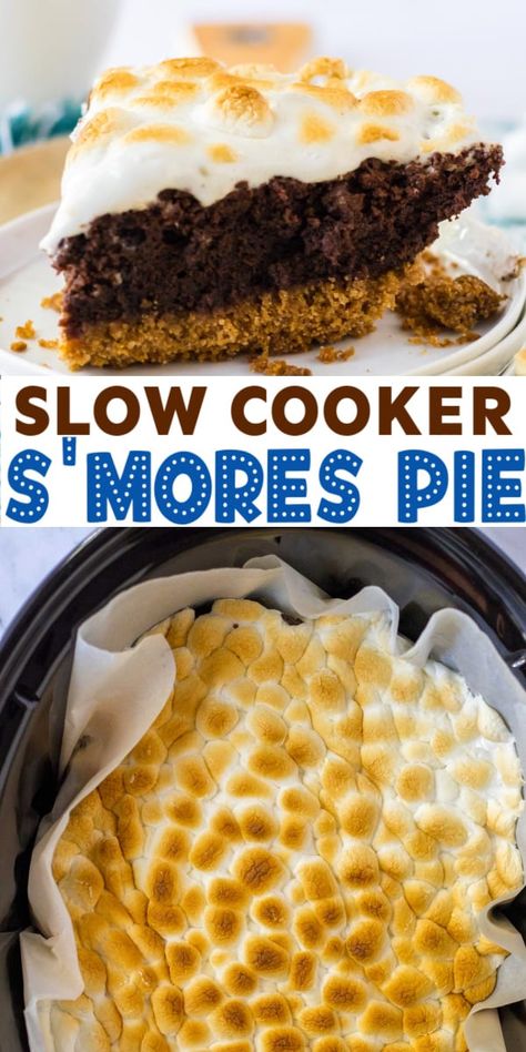 S’mores Pie, Crock Pot Brownies, Crockpot Desserts, Smores Pie, Brownie Pie, Dump Cakes, Best Chocolate Desserts, Crock Pot Desserts, Thanksgiving 2024