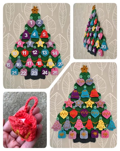 Christmas Tree Advent Calendar Crochet Pattern - Etsy Advent Calendar Crochet, Crochet Advent Calendar, Tree Advent Calendar, Advent Calendar Pattern, White Christmas Party, Background Tree, Christmas Tree Advent Calendar, Christmas Decs, Paper Crafts Magazine