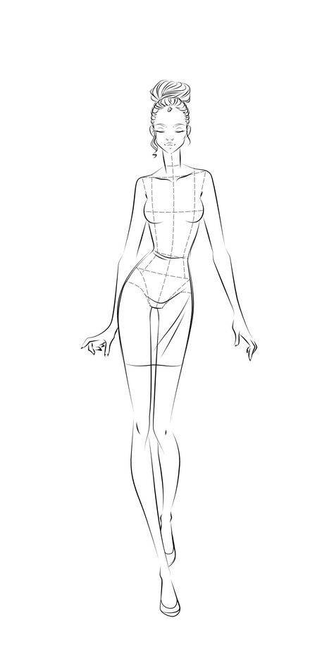 Sketches Women Poses, Fashion Design Sketches Body Models, Fashion Model Poses Sketches, Fashion Drawing Body Template, Women Figures For Drawing, Body Design Drawing Fashion, Fashion Body Template Front And Back, Croquie Poses Illustration, Mannequin Sketch Figure Drawing