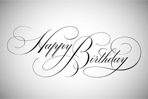 Happy Birthday Lettering by vatesdesign on @creativemarket Happy Birthday In Cursive, Happy Birthday Calligraphy, Happy Birthday Font, Copperplate Calligraphy, Happy Birthday Lettering, Hand Lettering Alphabet, How To Write Calligraphy, Birthday Letters, Calligraphy Handwriting