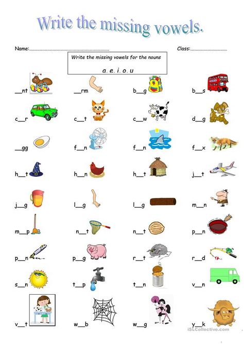 English Worksheet For Class 1 Vowels, One Many English Worksheet, Missing Vowels Worksheet Free, Missing Vowel Worksheet, Vowels Worksheet, Vowel Practice, Short Vowel Worksheets, Cvc Words Kindergarten, Kindergarten Phonics Worksheets