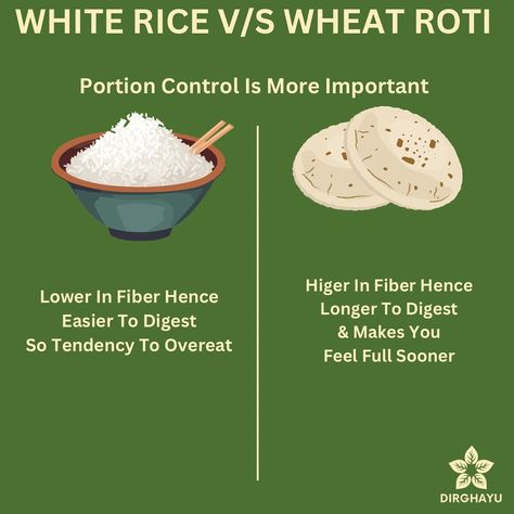 White rice and wheat roti differ in their nutritional value, with roti being generally healthier than rice: Calories A 40 gram whole wheat roti has 120 calories, while a cup of cooked short-grain white rice has 242 calories. Carbohydrates A wheat roti has about 15-20 grams of carbohydrates, while a cup of cooked white rice has 53.2 grams of carbohydrates. Nutrients Whole wheat flour is high in fiber, protein, and minerals like iron, calcium, selenium, potassium, and magnesium. White ... Rice Calories, Cooked White Rice, High In Fiber, Nutritional Value, Whole Wheat Flour, High Fiber, White Rice, Whole Wheat, Wheat Flour