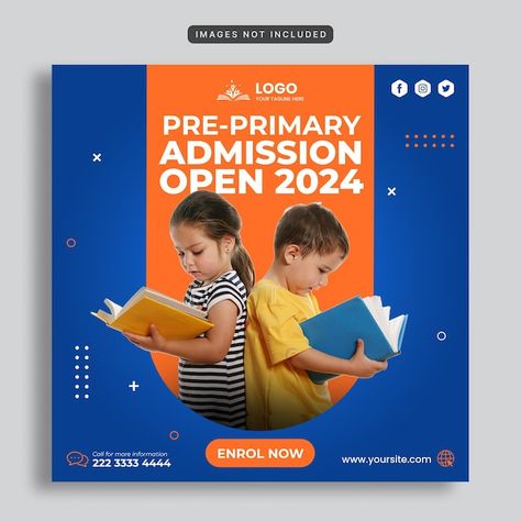 Pre-Primary Admission Open school social media post template Pre-Primary Poster Design School Social Media Post, School Social Media, Admissions Poster, Social Media Post Template, Admission Open, School Admissions, Free Social Media, Psd Template Free, School Logo