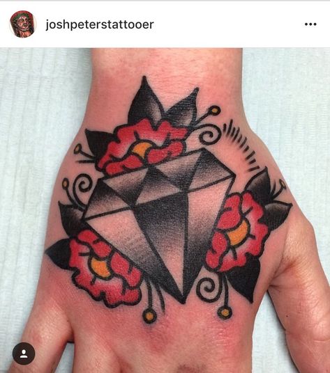 Traditional Diamond Tattoo, Diamond Tattoo Designs, Carnation Tattoo, Diamond Tattoo, Diamond Tattoos, Tattoo Stencil Outline, Traditional Tattoo Art, Traditional Diamond, American Traditional Tattoo