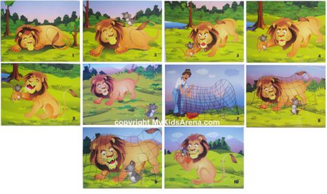 Lion And The Mouse Story, Lion And Mouse, Picture Story For Kids, The Lion And The Mouse, Fables For Kids, English Moral Stories, School Toys, Lion And The Mouse, School Age Activities