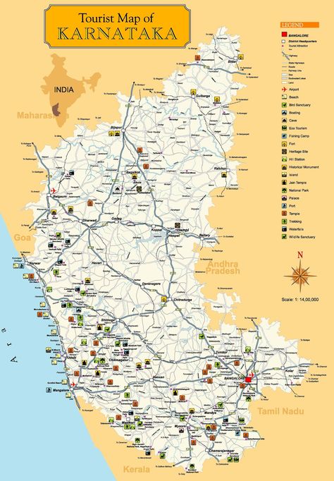 Excellent Tourist Map of Karnataka State, South India (the capital of which is Bangalore / Bengaluru) Karnataka Map, Karnataka Travel, Karnataka Tourism, Divine Mercy Image, Indian History Facts, Study Flashcards, India Map, Northeast India, India Country