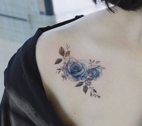 All the rose tattoo inspiration you need for your next ink. Wildflowers Tattoo, Men Flower Tattoo, Girl Shoulder Tattoos, Tattoo Placements, M Tattoos, Blue Rose Tattoos, Cross Tattoos For Women, Airbrush Tattoo, Flower Wrist Tattoos