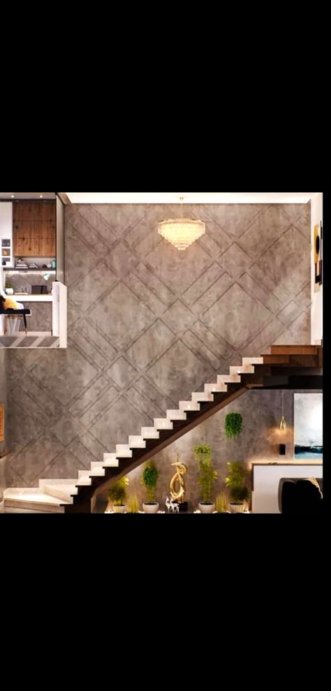 Staircase Wall Designs, Staircase Wall Design Modern, Stairs Wall Design, Lighting Staircase, Staircase Wall Design, Under Stairs Pantry, Luxury Houses Kitchen, Duplex Wall, Kerala Architecture