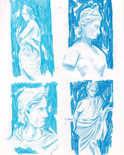 Georgette Smith on Instagram: “family museum - - - #illustration #sketchbook #eveningpost #pencils #colouredpencils #statue #museum #blue #illustrator #artistsoninstagram…” Museum Sketchbook, Italy Journal, Paris Sketchbook, Statue Illustration, Museum Illustration, Statue Museum, Sketchbook Inspo, Illustration Sketchbook, Instagram Family