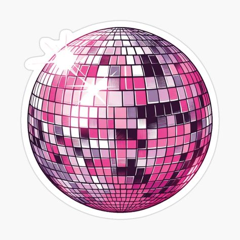 Get my art printed on awesome products. Support me at Redbubble #RBandME: https://www.redbubble.com/i/sticker/Pink-Disco-Globe-by-bybonnalurie/155882209.EJUG5?asc=u Disco Stickers, Disco Globe, Bola Disco, Globe Sticker, Barbie Party Decorations, Pink Disco, Disco Glam, Journal Stuff, Barbie Cake