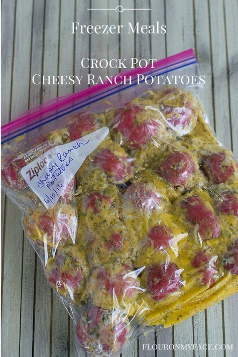 Crock Pot Freezer Meals recipe: Crock Pot Cheesy Ranch Potatoes Meals With Potatoes, Freezer Potatoes, Ranch Potato Recipes, Cheesy Ranch Potatoes, Cheesy Ranch, Ranch Potatoes, Freezer Dinners, Slow Cooker Freezer Meals, Freezer Friendly Meals