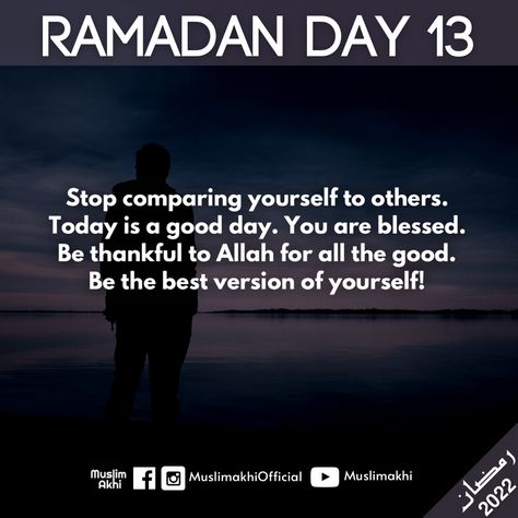 Day 13 Ramadan, Ramadan Day 13, Ramadan Day 22, Ramadan Reminders Day 1 To 30, Ramadan Day 4 Reminder, Ramadan Day, Cool Wallpapers For Phones, You Are Blessed, Comparing Yourself To Others