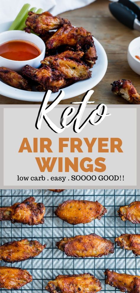 Air Fryer Wings Recipe, Keto Wings Recipe, Recipe For Chicken Wings, Keto Chicken Wings, Air Fryer Recipes Keto, Air Fryer Recipes Low Carb, Air Fryer Wings, Keto Air Fryer, Air Fryer Chicken Wings