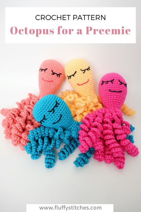 Crochet An Octopus, Fidget Book, Octopus Crochet Pattern Free, Prematurity Day, Worry Pet, World Prematurity Day, Preemie Octopus, Crochet Lovey Free Pattern, Charity Ideas