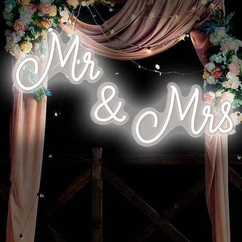 Mr and Mrs Neon Sign for Wedding Neon Light LED Backdrop Wall Decor USB Mr and Mrs Sign Wedding Reception Decoration Gifts for Anniversary Engagement Banquet(Cold White, 25 x 7 Inches) - sign neon led Led Backdrop, Wedding Neon Light, Neon Sign For Wedding, Mr And Mrs Sign, Gifts For Anniversary, Led Wall Decor, Sign For Wedding, Backdrop Wall, Background Decor