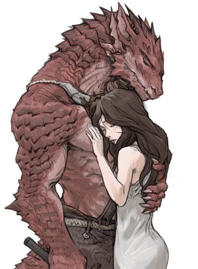 Monster X Human, Fantasy Romance Art, Monster Lover, Monster Romance, Dragon Born, Romance Art, Dungeons And Dragons Characters, Mythical Creatures Art, Fantasy Dragon