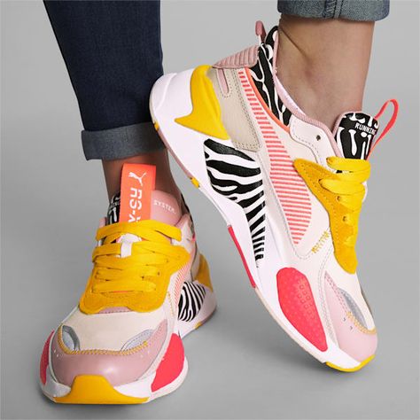 Puma Rs-x Outfit, Colorful Sneakers Women, Puma Rs-x, Colorful Sneakers, Sneakers Looks, Sneakers Puma, Kinds Of Clothes, Vivid Color, Shoe Game