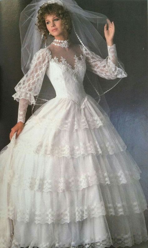 1980's Wedding Gown | Vintage Bridal | Pinterest | Abiti da sposa ... Wedding Dresses 80s Vintage, Wedding Dresses 80s, 80s Wedding Dress, Ugly Wedding Dress, 1980s Wedding Dress, 1980s Wedding, 80s Wedding, Plum Dress, White Wedding Dress